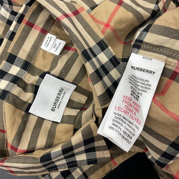 Burberry Archive Check Beige Cotton Button-Up Shirt Boys’ Size 10Y Preowned - Picture 3 of 5